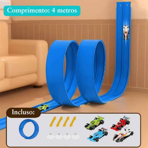 Pista de Corrida Loop Racer 4,96 Mts  + 4 Carrinhos em Metal