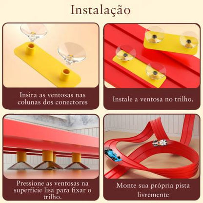 Pista de Corrida Loop Racer 4,96 Mts  + 4 Carrinhos em Metal