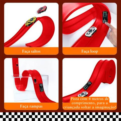 Pista de Corrida Loop Racer 4,96 Mts  + 4 Carrinhos em Metal