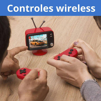 Mini Game Retrô Duplo – 300 Jogos | 2 Controles + TV Mini
