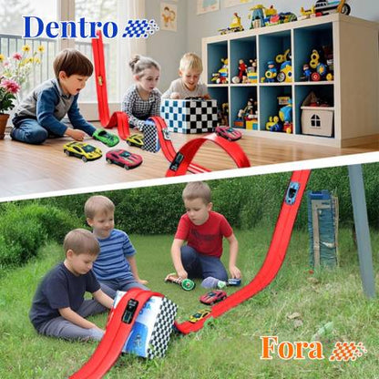 Pista de Corrida Loop Racer 4,96 Mts  + 4 Carrinhos em Metal