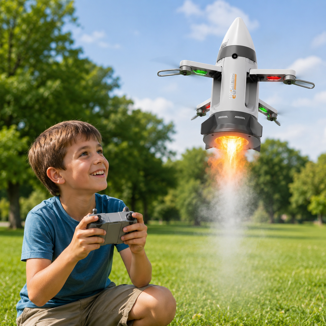 Drone Foguete C31 Pro | Câmera, Efeito de Fumaça e Luz