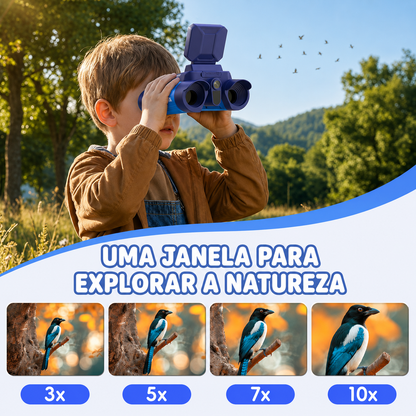 Binóculo Infantil com Câmera Adventures | Zoom 10X, Visão Noturna e Tela 2.4"