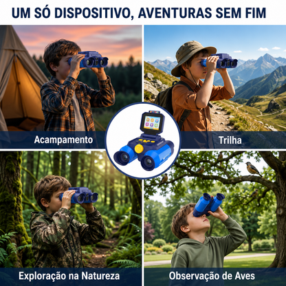 Binóculo Infantil com Câmera Adventures | Zoom 10X, Visão Noturna e Tela 2.4"