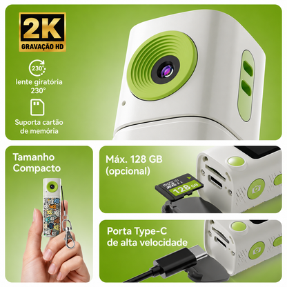 Mini Câmera G10 Série Jovem | Compacta, Lente 230° e Tela LCD
