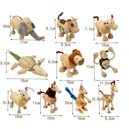 Animais em Madeira Articulados Montessori