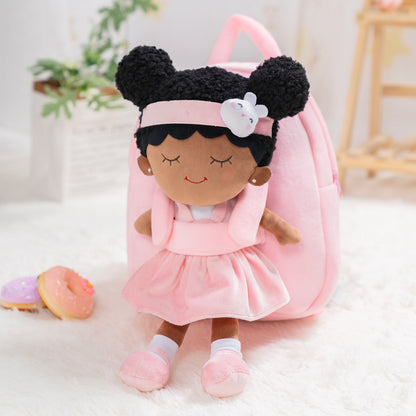 Mochila infantil De Pelúcia + Boneca De Pano Fofa